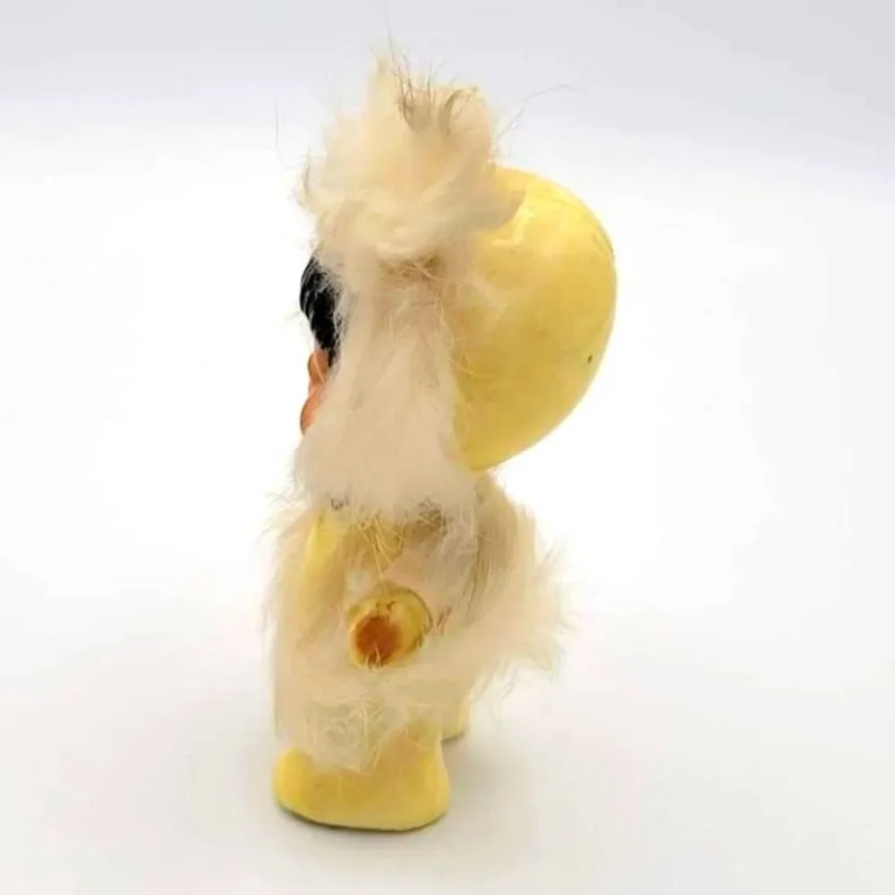Rare Adorable Vintage Alaskan Native Eskimo Ceramic Kitschy Figurine w/ Real Fur
